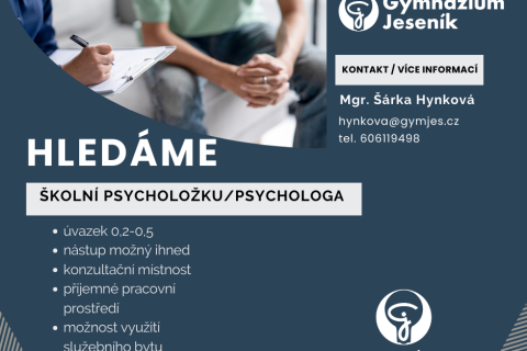 Hledáme školní psycholožku / školního psychologa